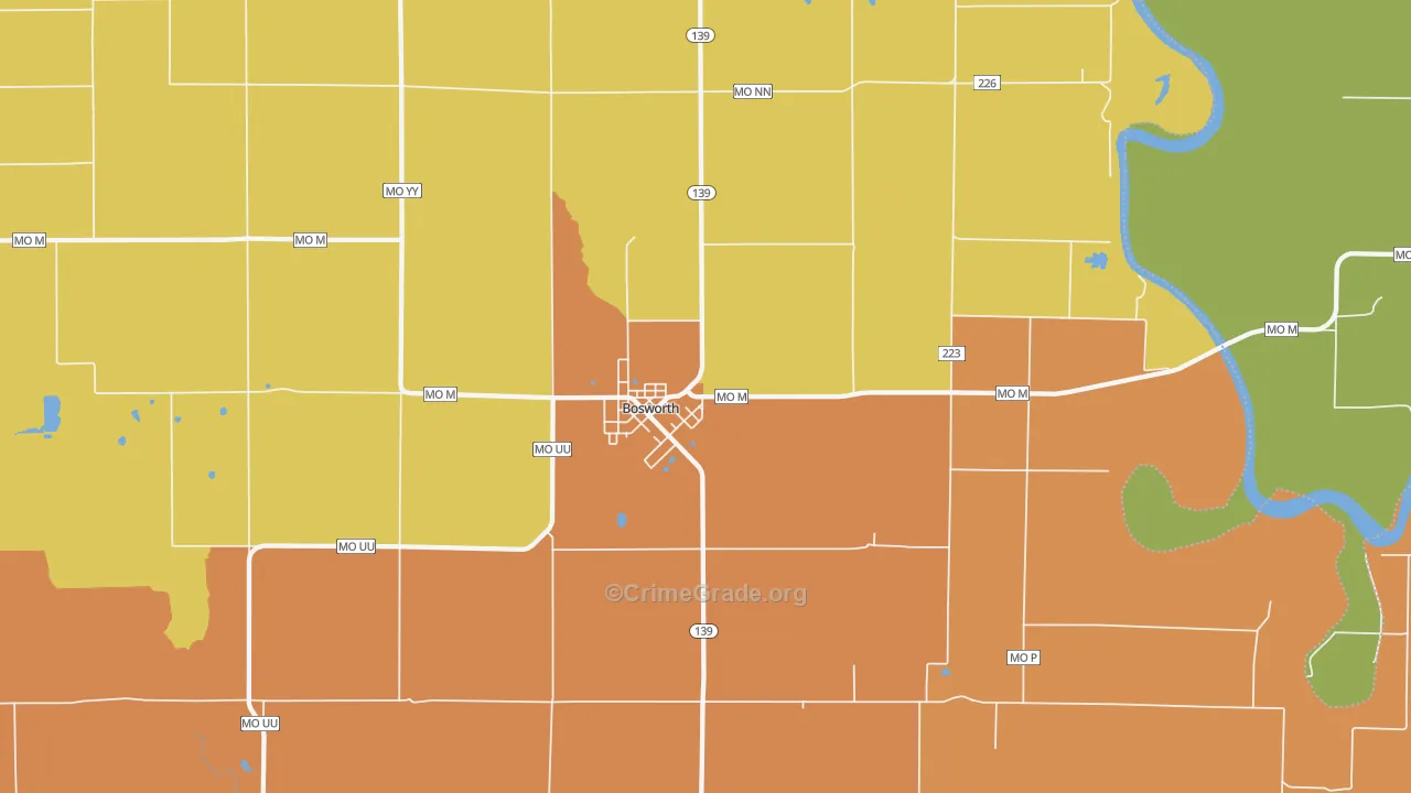 Bosworth, MO Map of Vandalism Rates