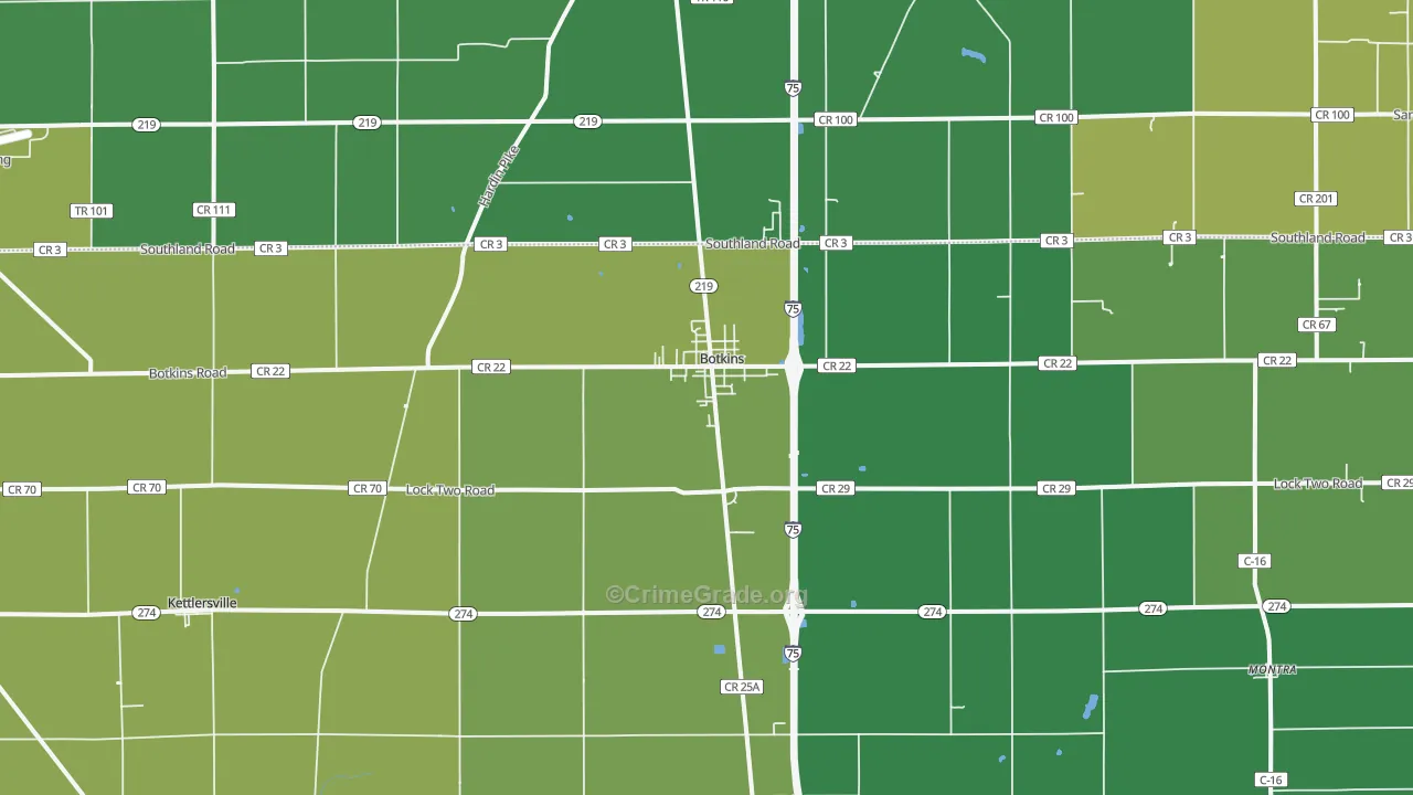 Botkins, OH Map of Vandalism Rates