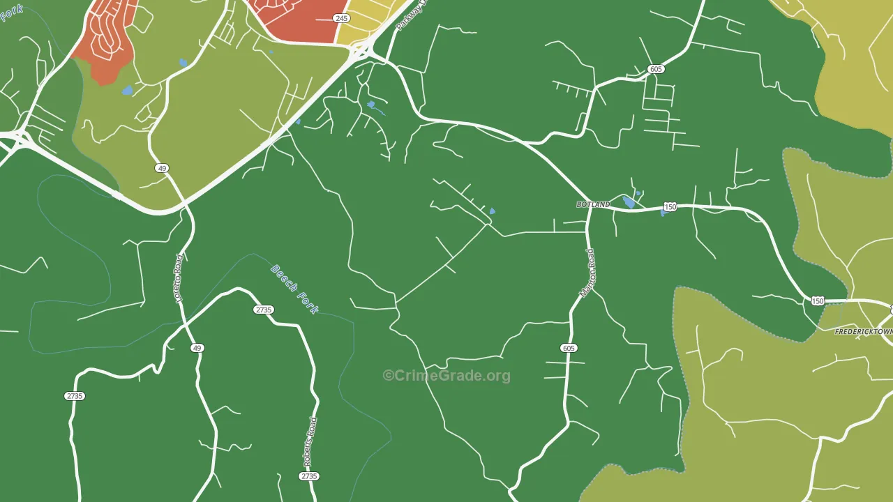 Botland, KY Map of Vandalism Rates