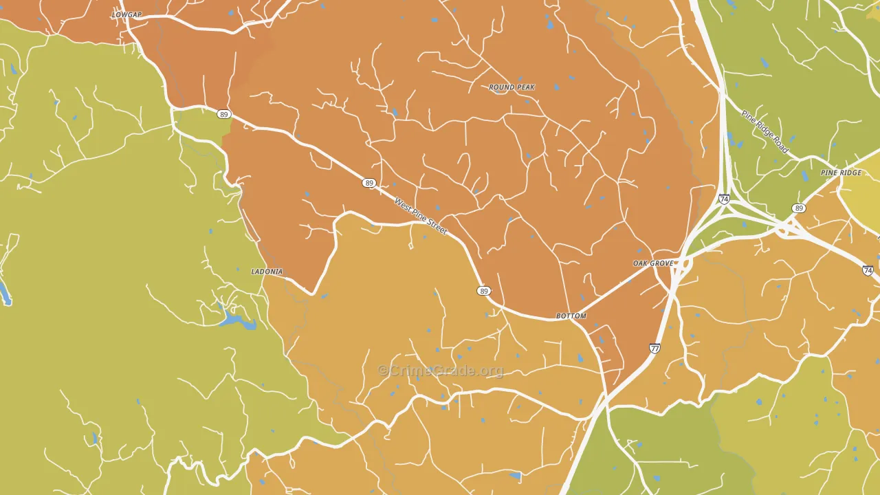 Bottom, NC Map of Vandalism Rates