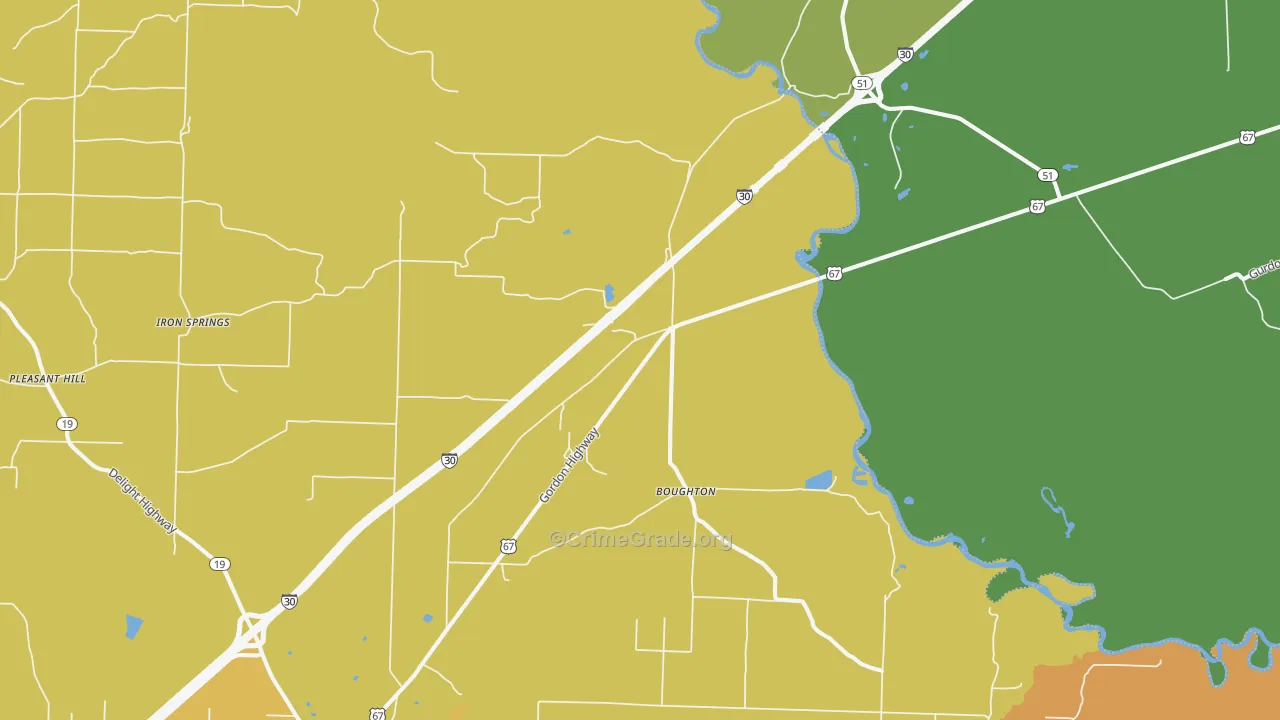 Boughton, AR Map of Vandalism Rates