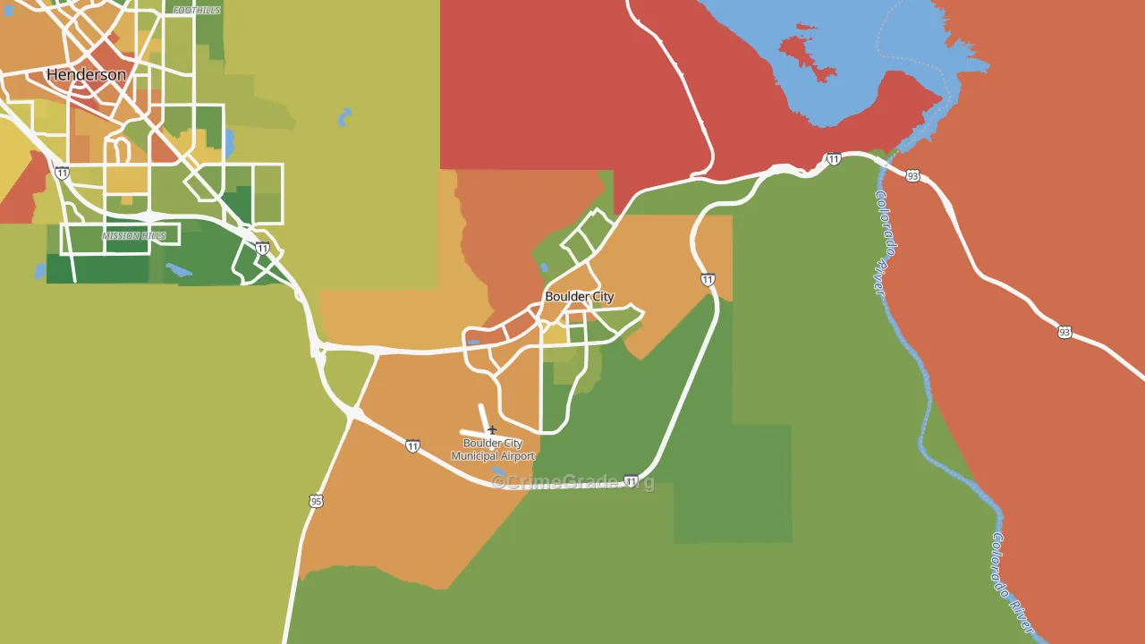 Boulder City, NV Map of Vandalism Rates