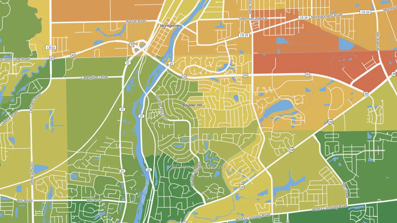Boulder Hill, IL Map of Vandalism Rates