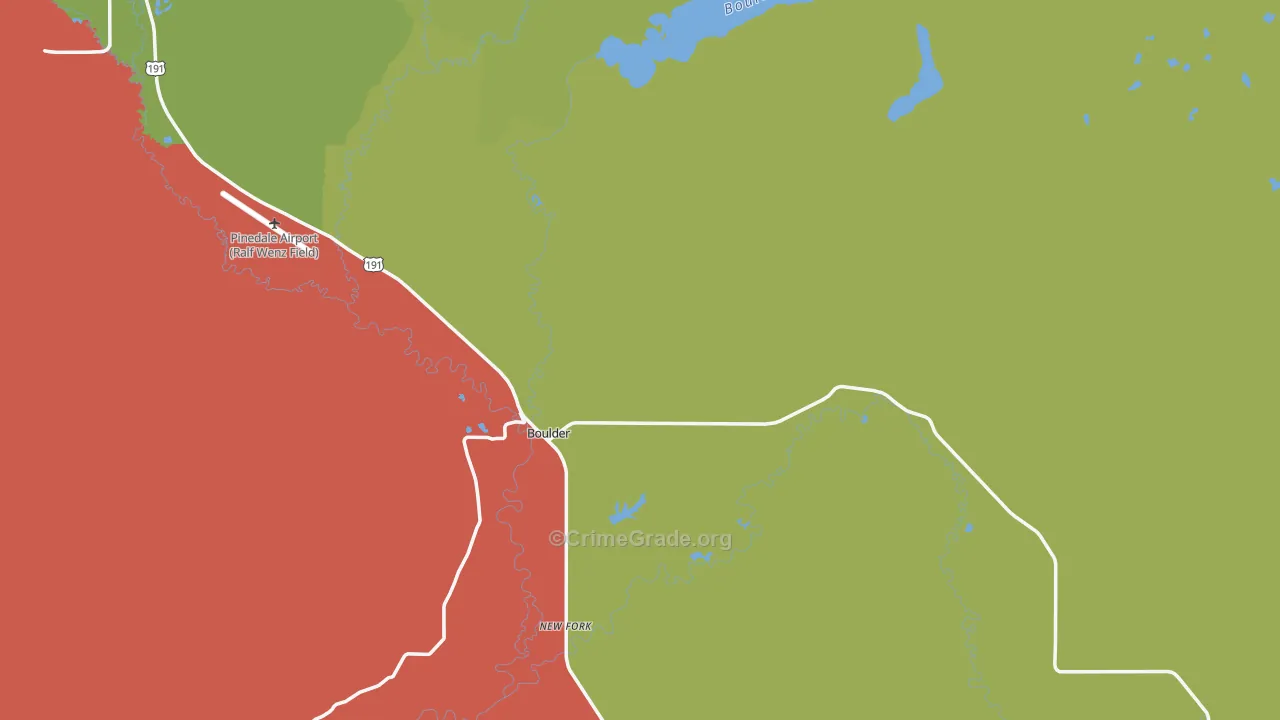 Boulder, WY Map of Vandalism Rates