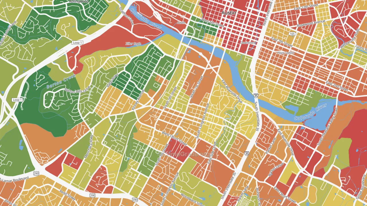 Bouldin, Austin, TX Map of Vandalism Rates