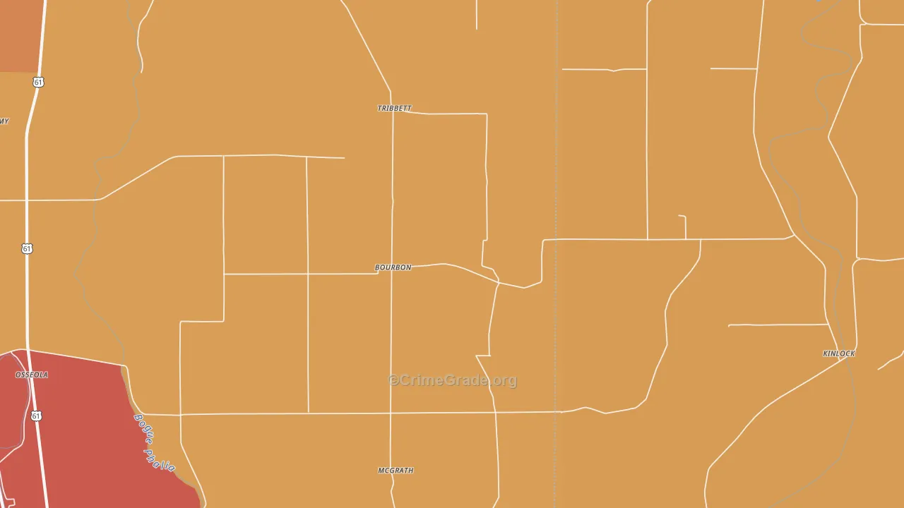 Bourbon, MS Map of Vandalism Rates