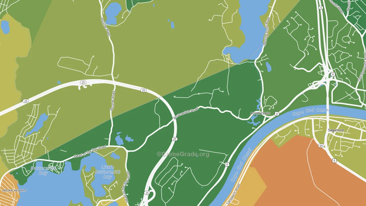 Bournedale, MA Map of Vandalism Rates