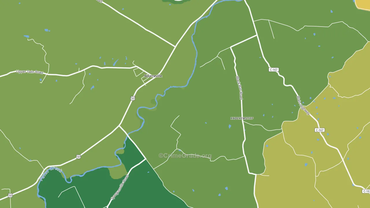 Bourneville, OH Map of Vandalism Rates