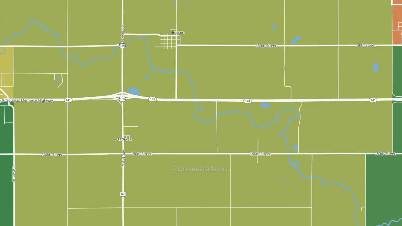 Bouton, IA Map of Vandalism Rates
