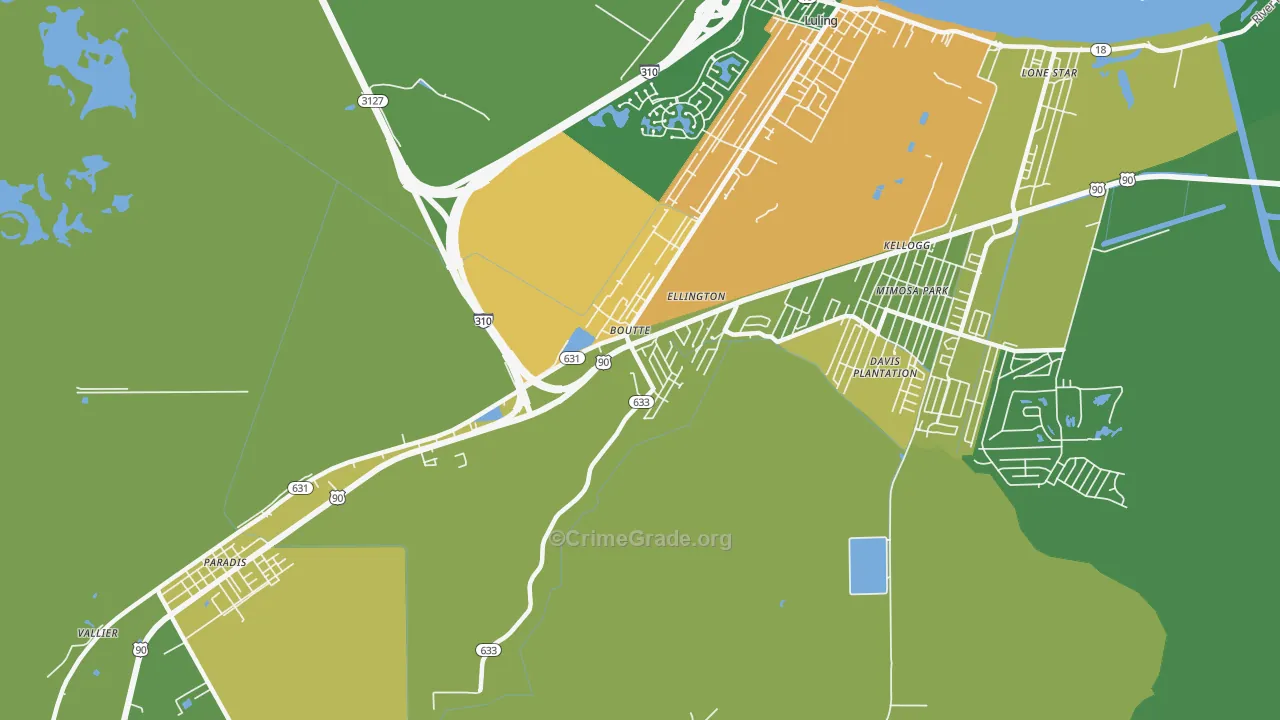 Boutte, LA Map of Vandalism Rates