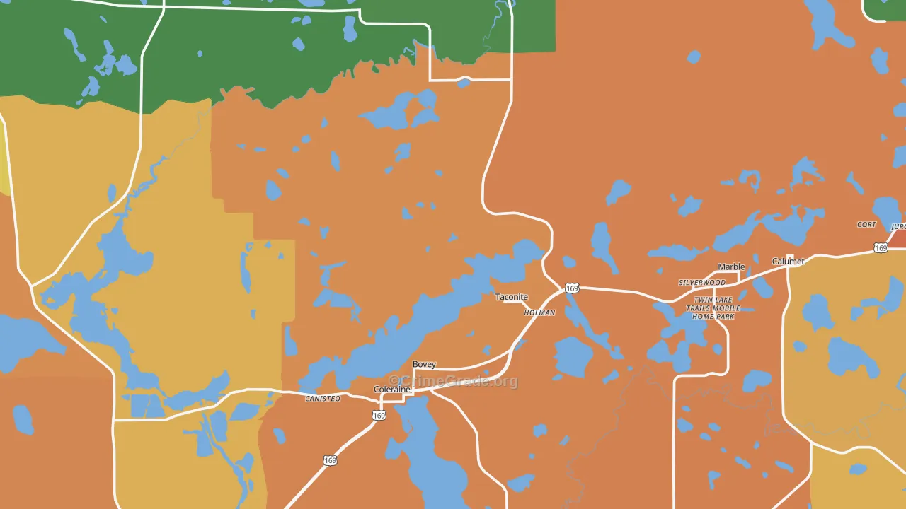 Bovey, MN Map of Vandalism Rates