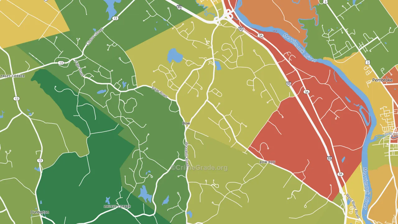 Bow, NH Map of Vandalism Rates