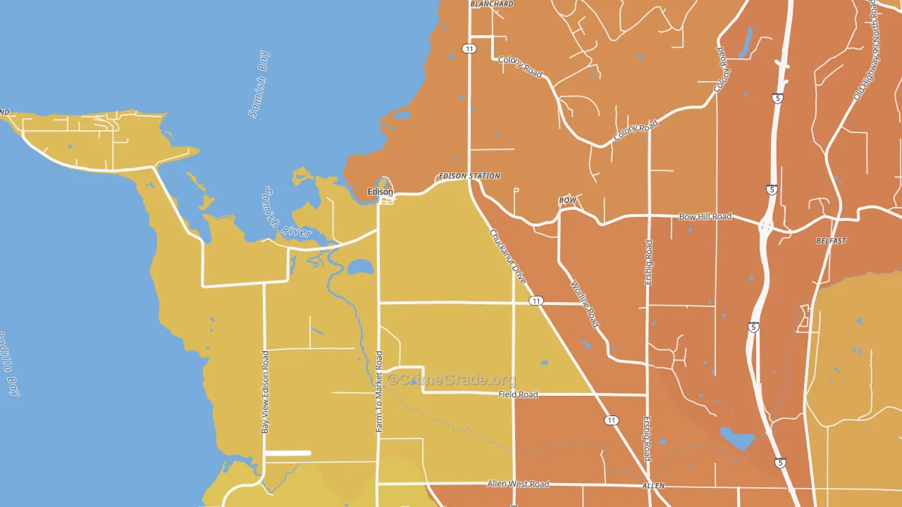 Bow, WA Map of Vandalism Rates