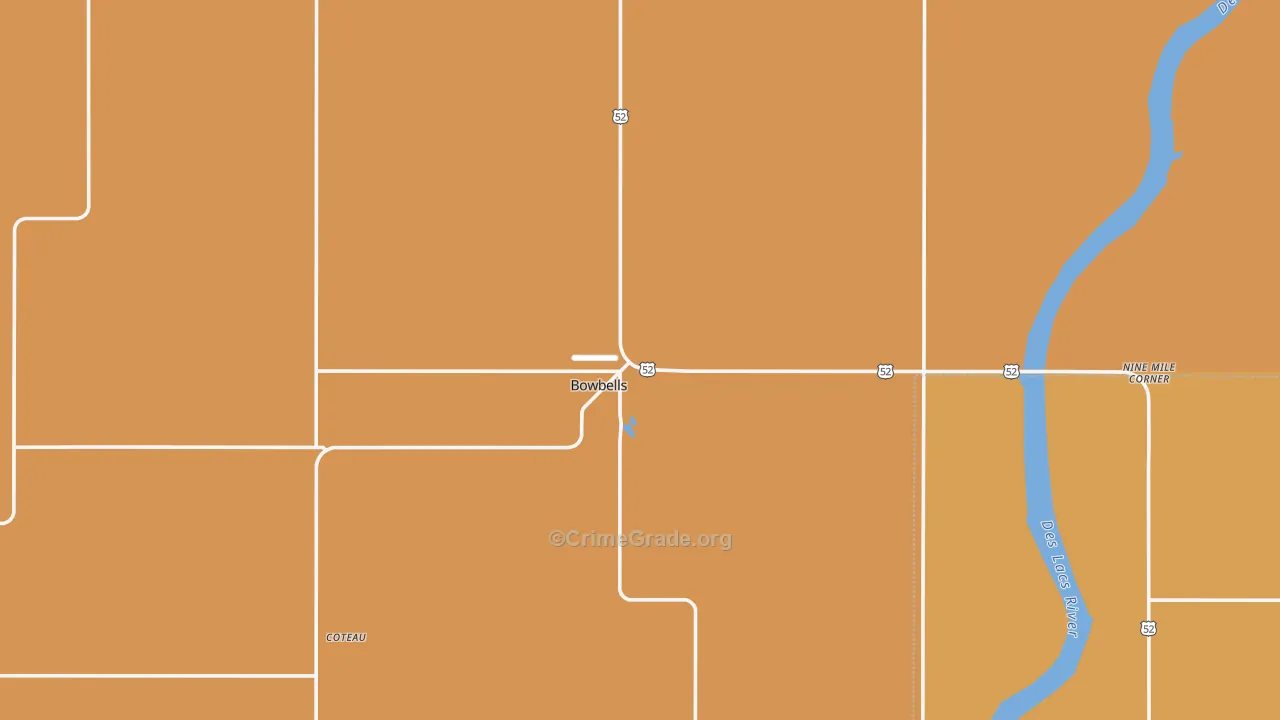 Bowbells, ND Map of Vandalism Rates