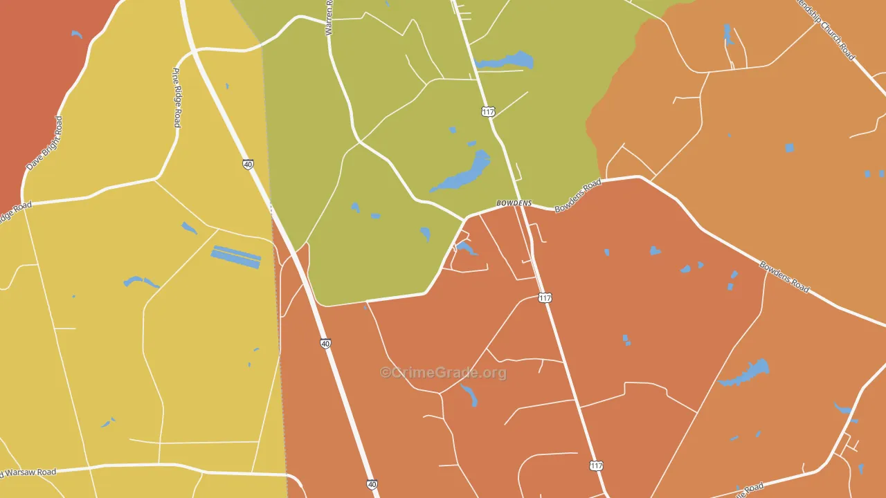 Bowdens, NC Map of Vandalism Rates