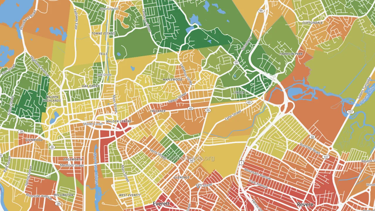 Bowdoin Apartments, Malden, MA Map of Vandalism Rates