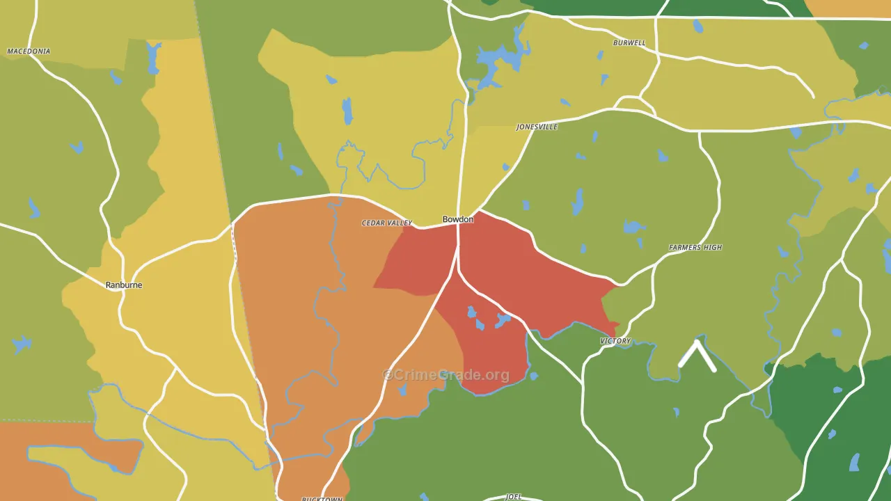 Bowdon, GA Map of Vandalism Rates