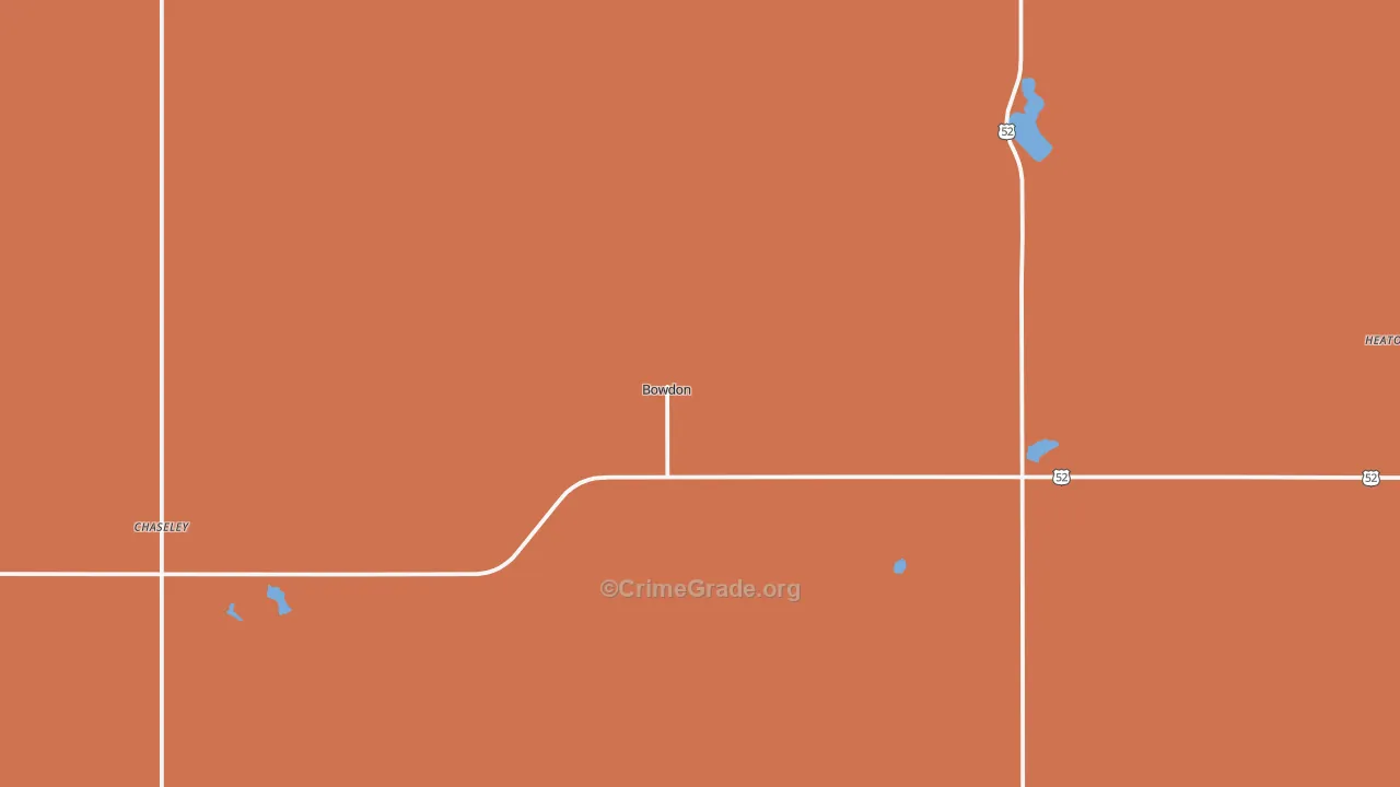 Bowdon, ND Map of Vandalism Rates