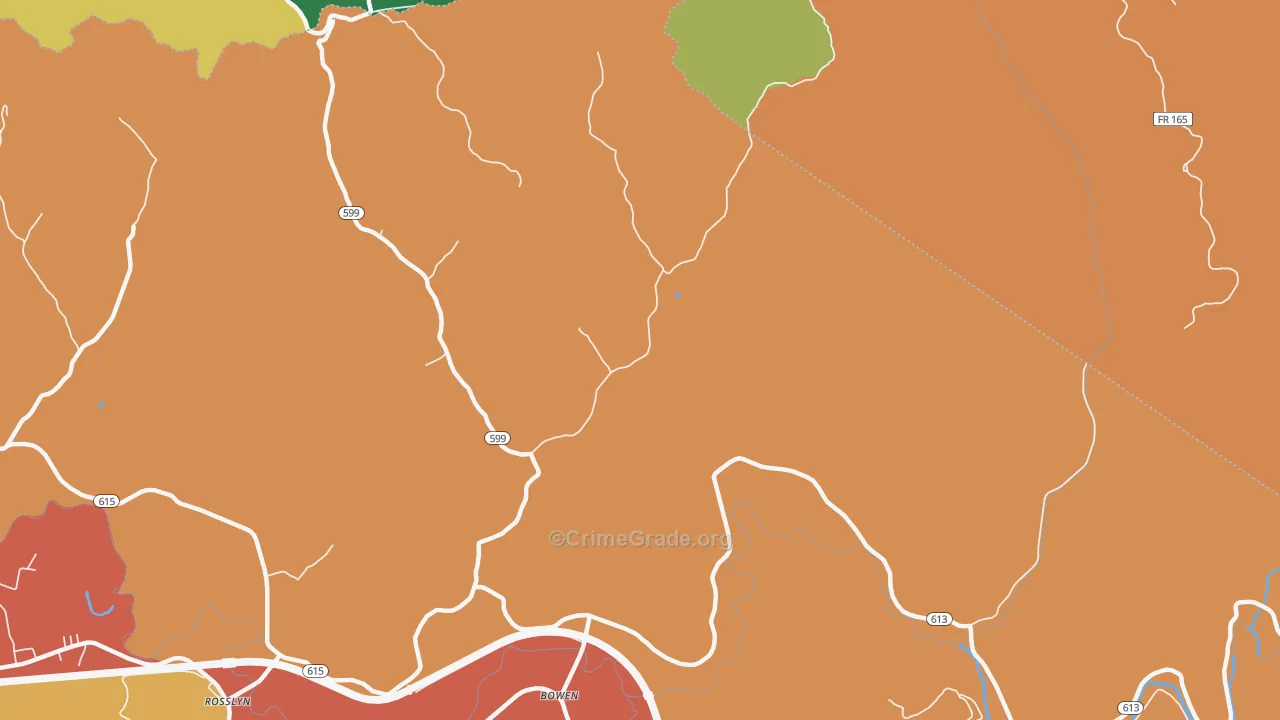 Bowen, KY Map of Vandalism Rates