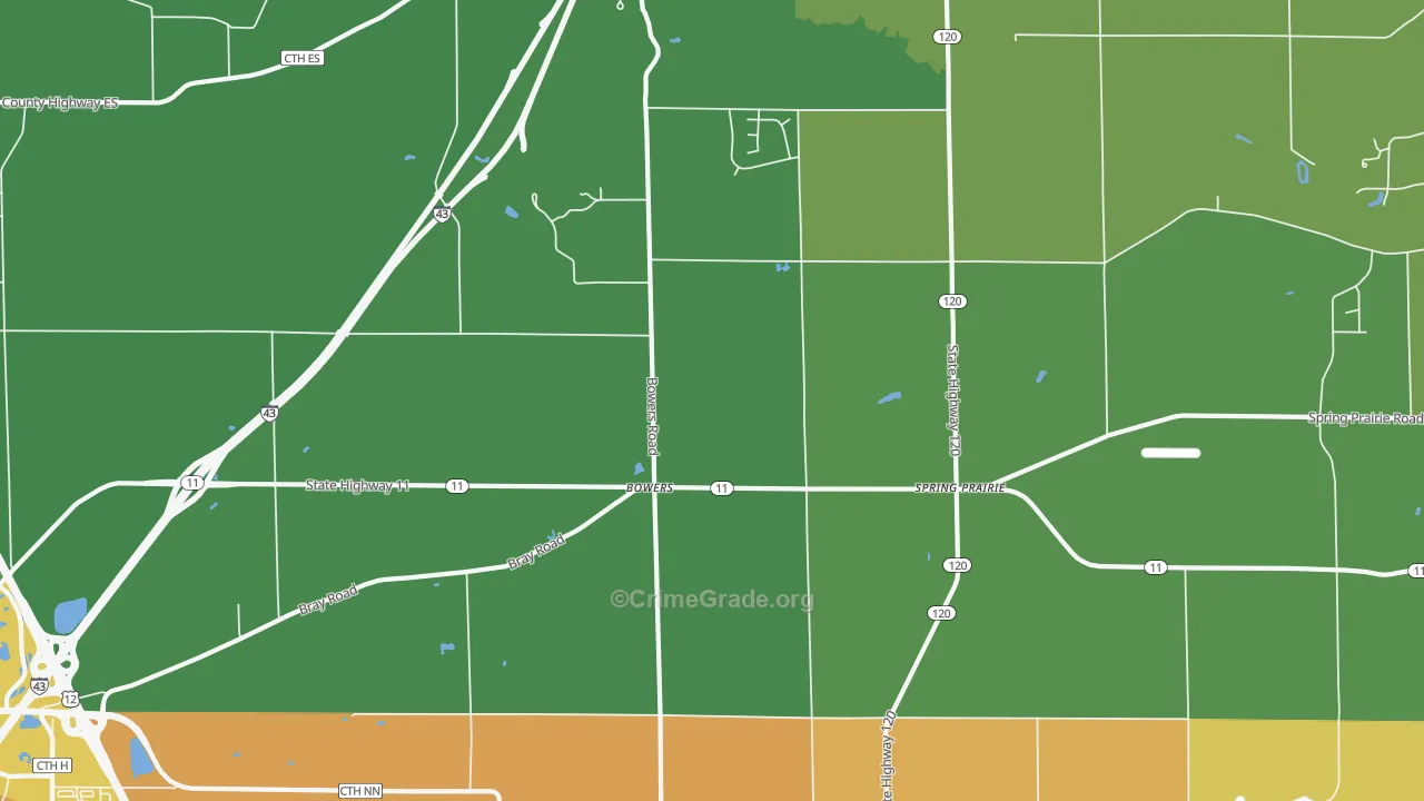 Bowers, WI Map of Vandalism Rates