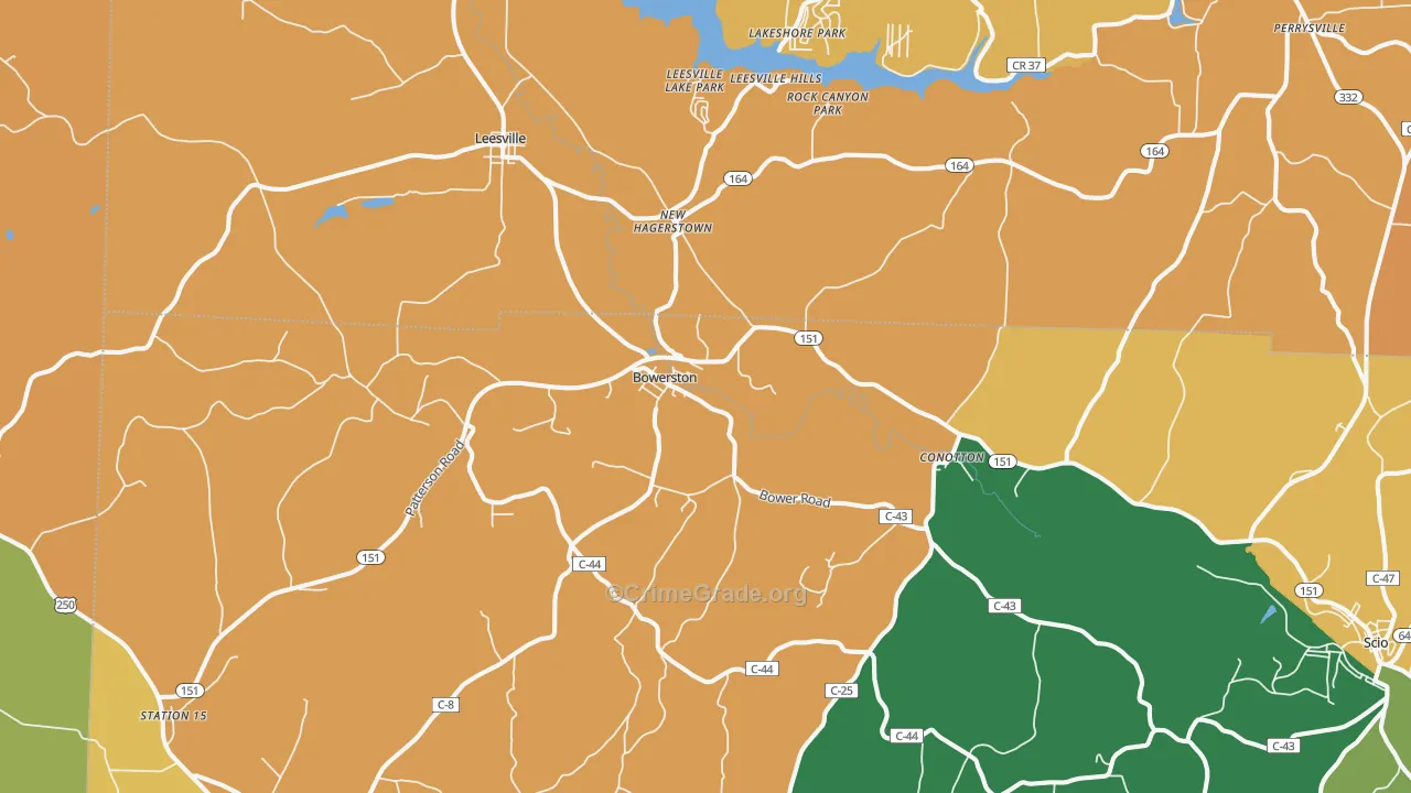 Bowerston, OH Map of Vandalism Rates