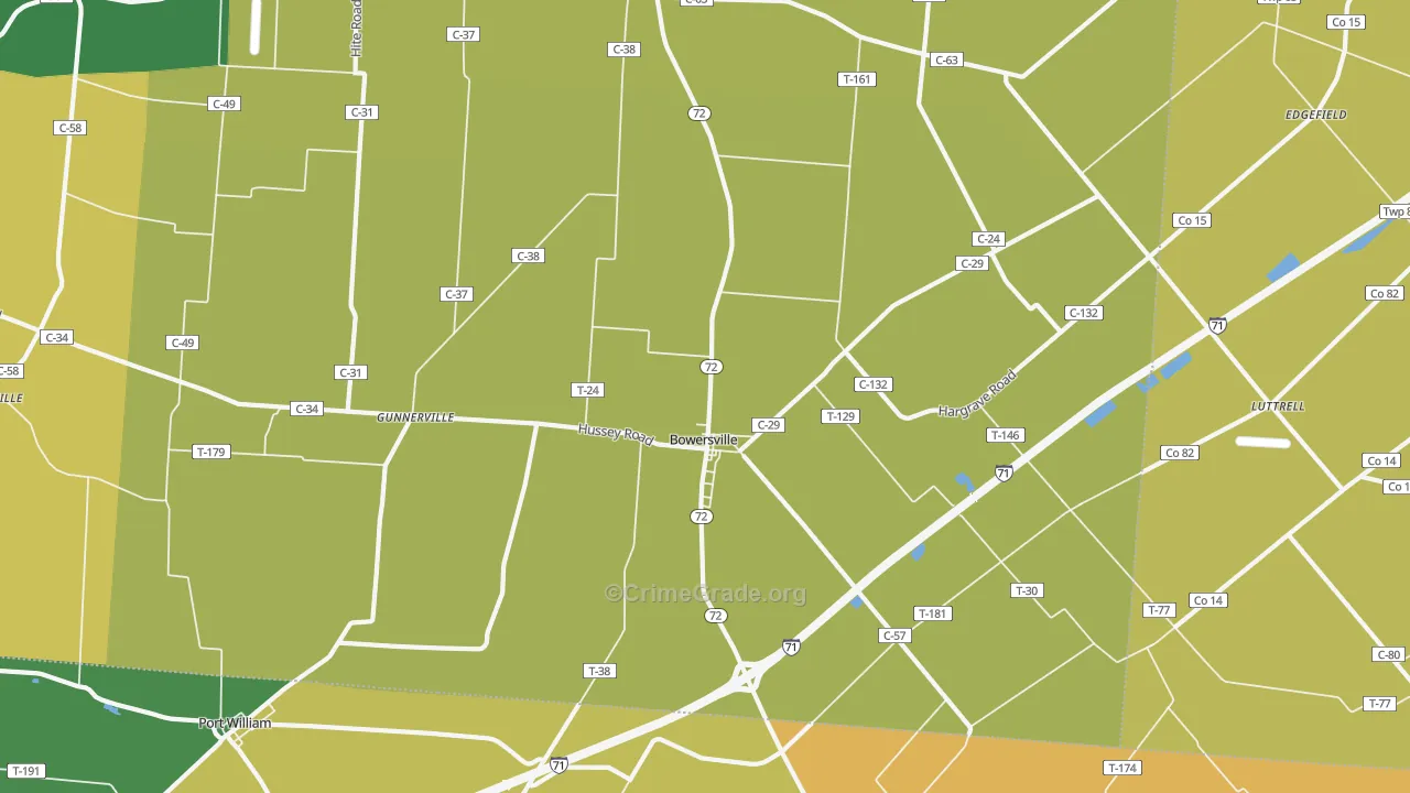 Bowersville, OH Map of Vandalism Rates