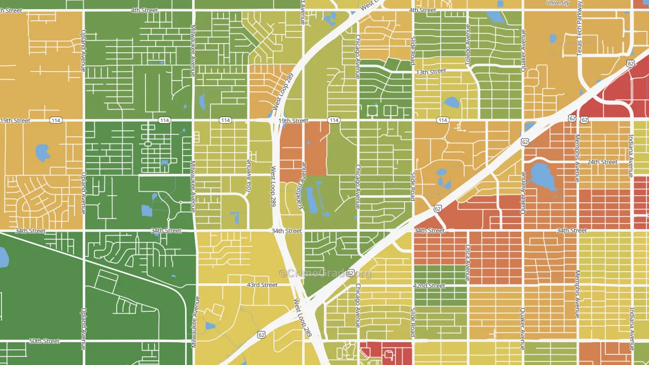 Bowie, Lubbock, TX Map of Vandalism Rates