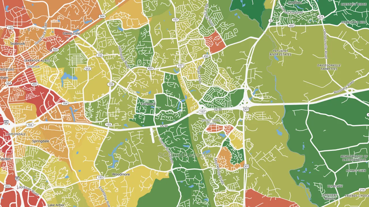 Bowie, MD Map of Vandalism Rates