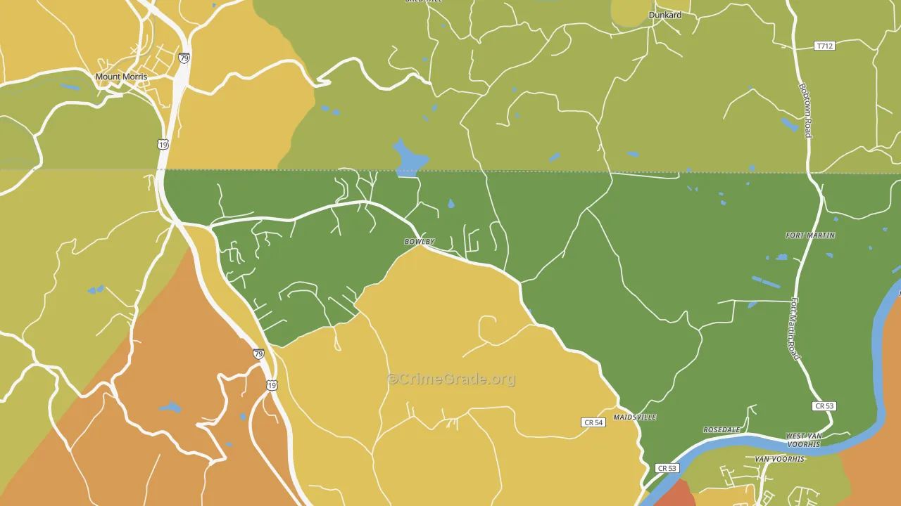 Bowlby, WV Map of Vandalism Rates