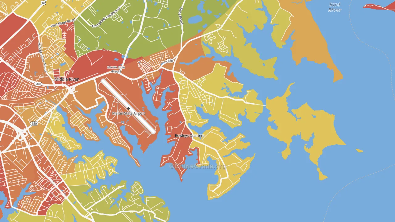 Bowleys Quarters, MD Map of Vandalism Rates