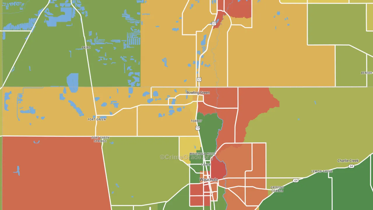 Bowling Green, FL Map of Vandalism Rates