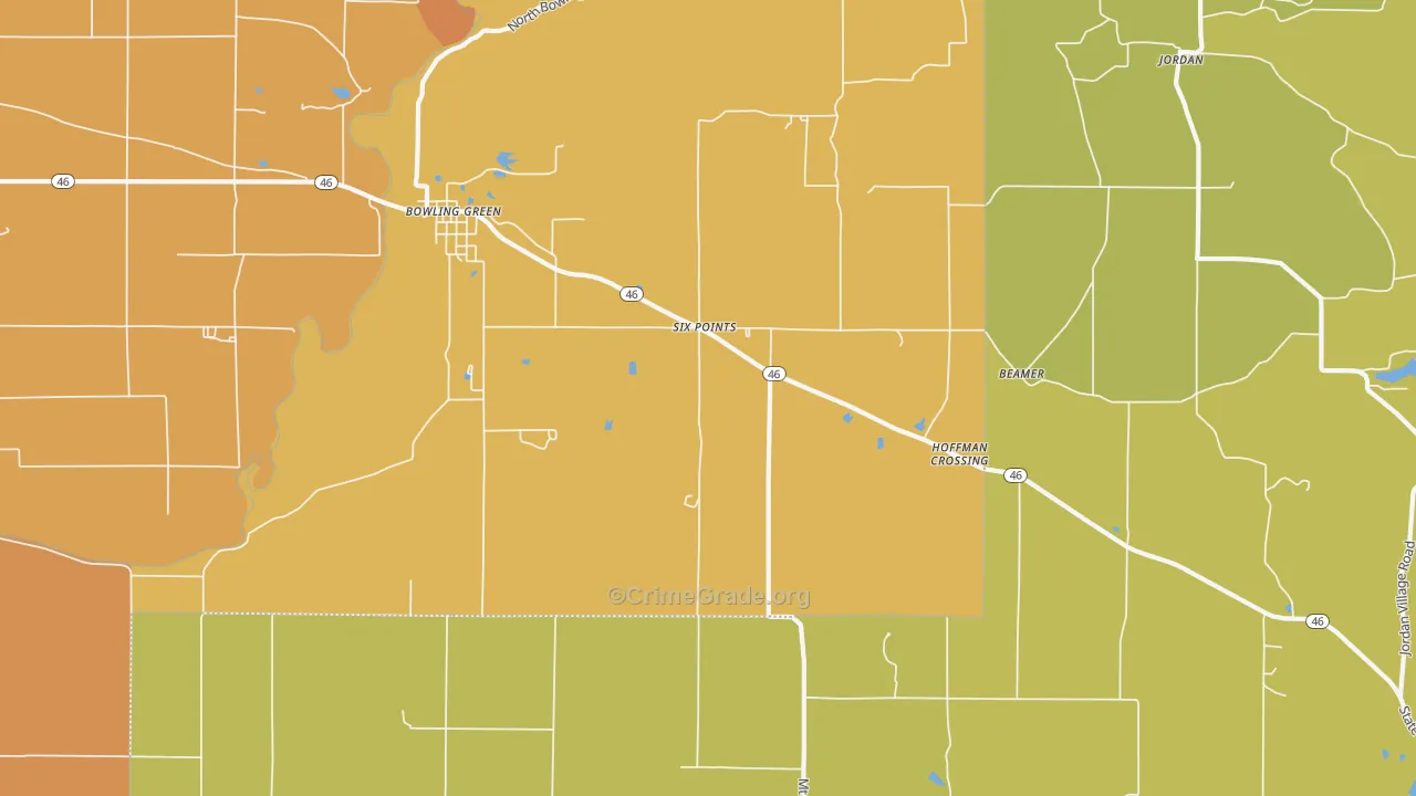 Bowling Green, IN Map of Vandalism Rates