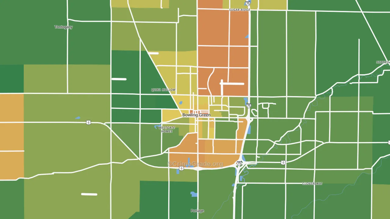 Bowling Green, OH Map of Vandalism Rates
