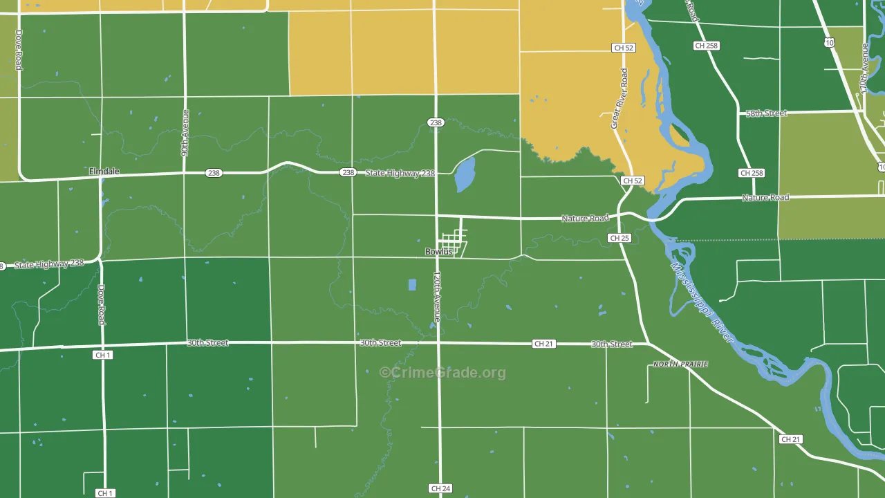 Bowlus, MN Map of Vandalism Rates