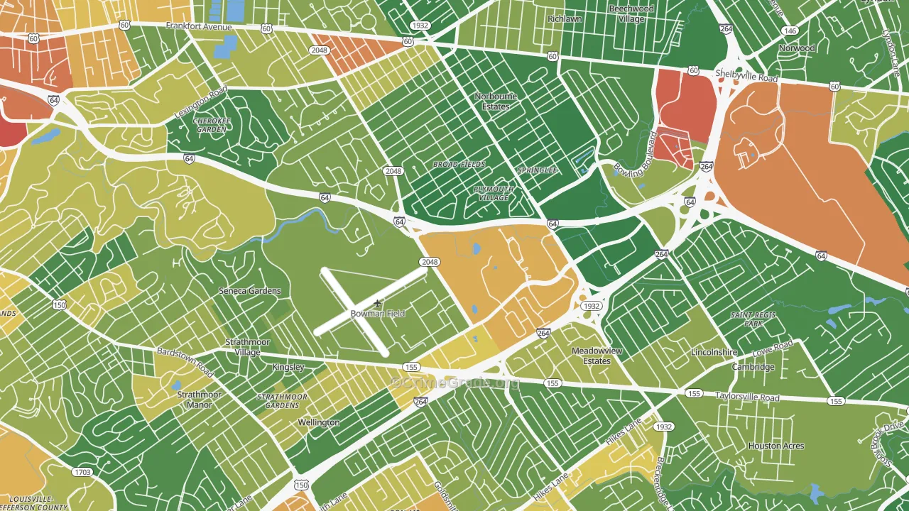 Bowman, Louisville, KY Map of Vandalism Rates