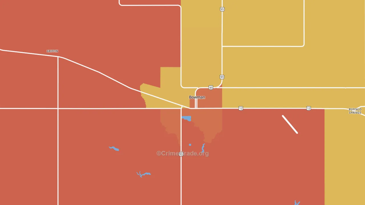 Bowman, ND Map of Vandalism Rates