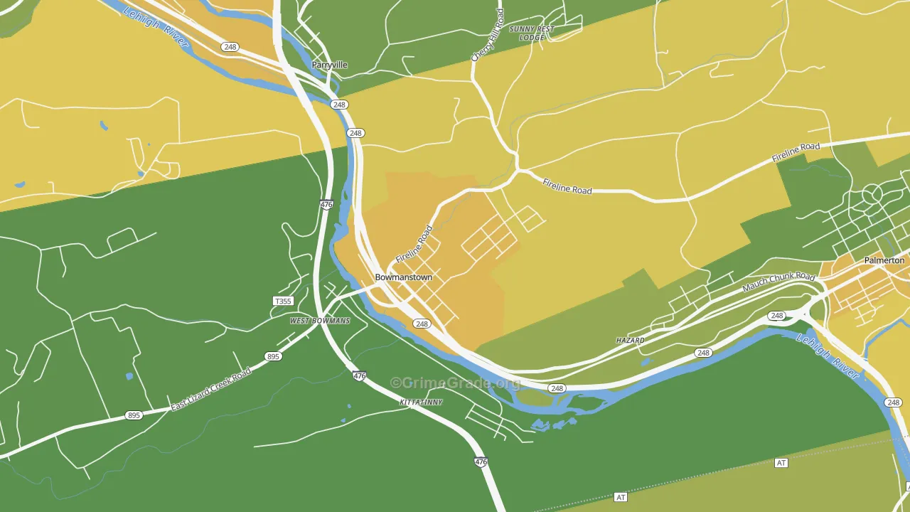 Bowmanstown, PA Map of Vandalism Rates