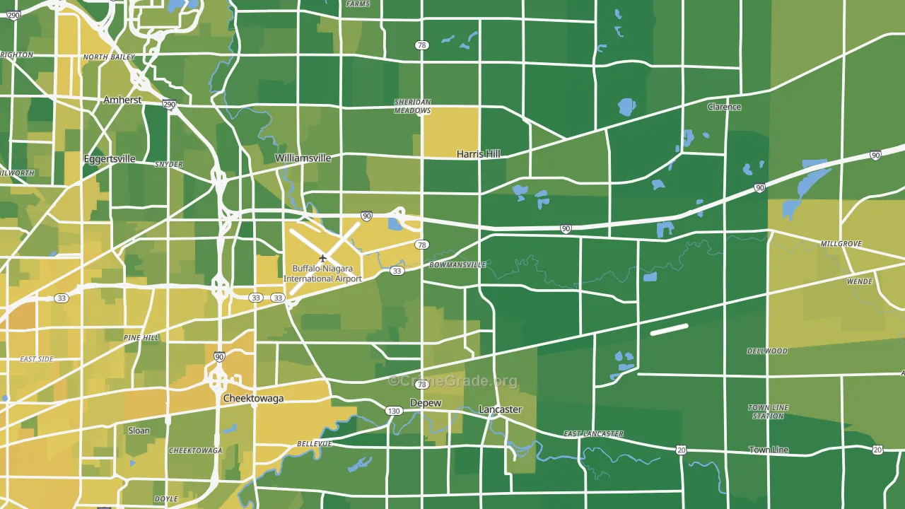 Bowmansville, NY Map of Vandalism Rates