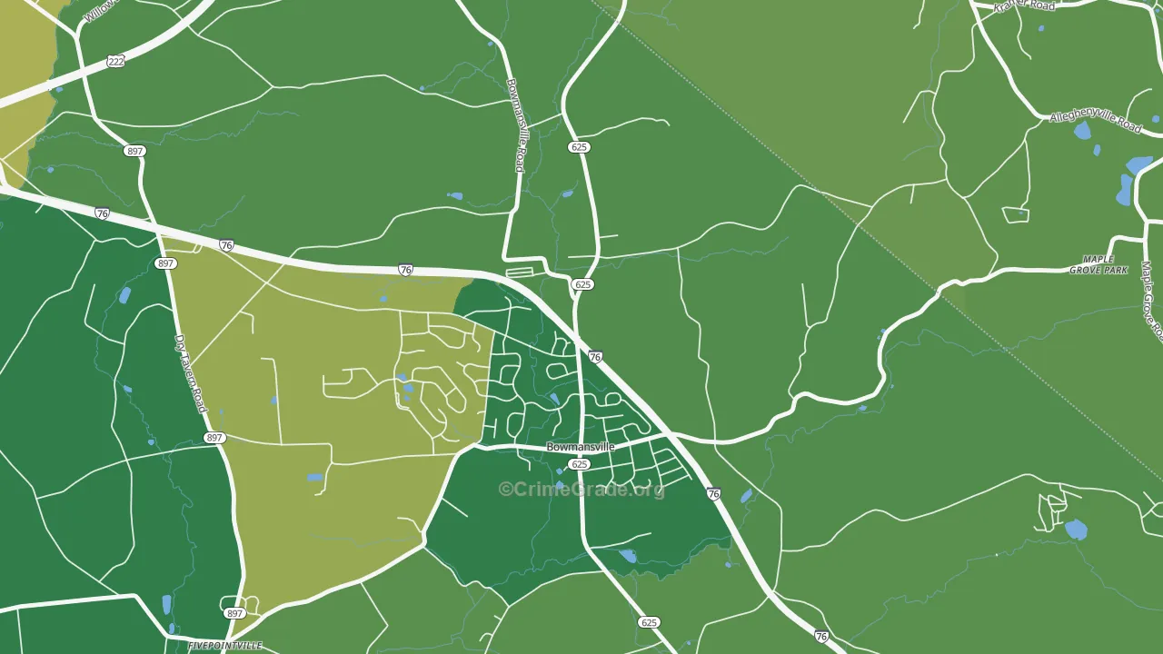 Bowmansville, PA Map of Vandalism Rates