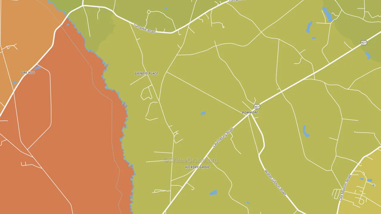 Bowmore, NC Map of Vandalism Rates