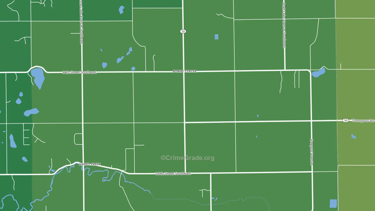 Bowne Center, MI Map of Vandalism Rates