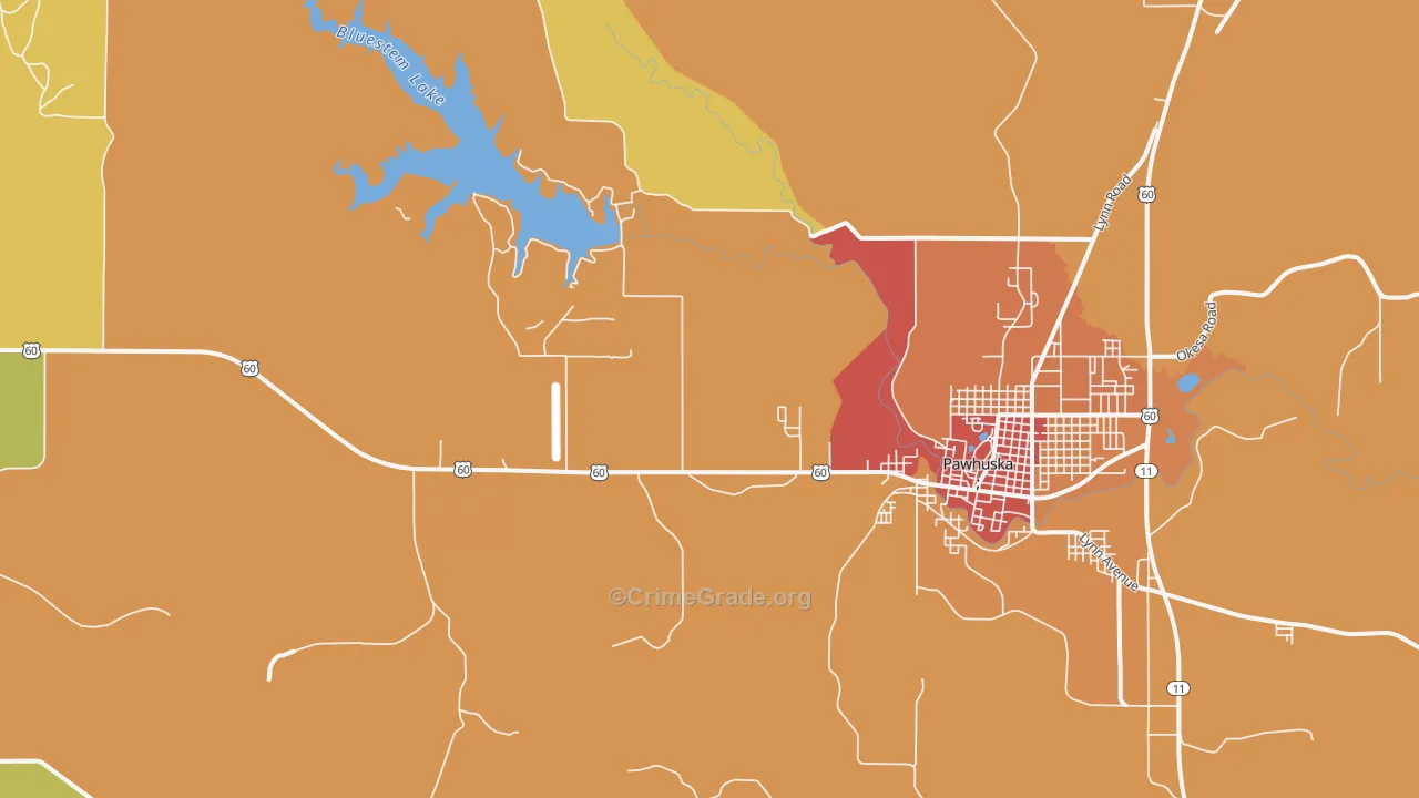 Bowring, OK Map of Vandalism Rates