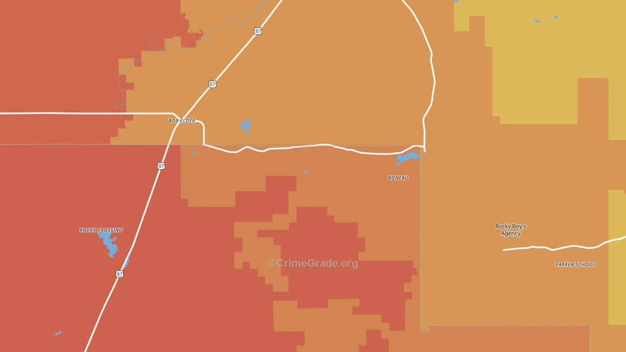 Box Elder, MT Map of Vandalism Rates