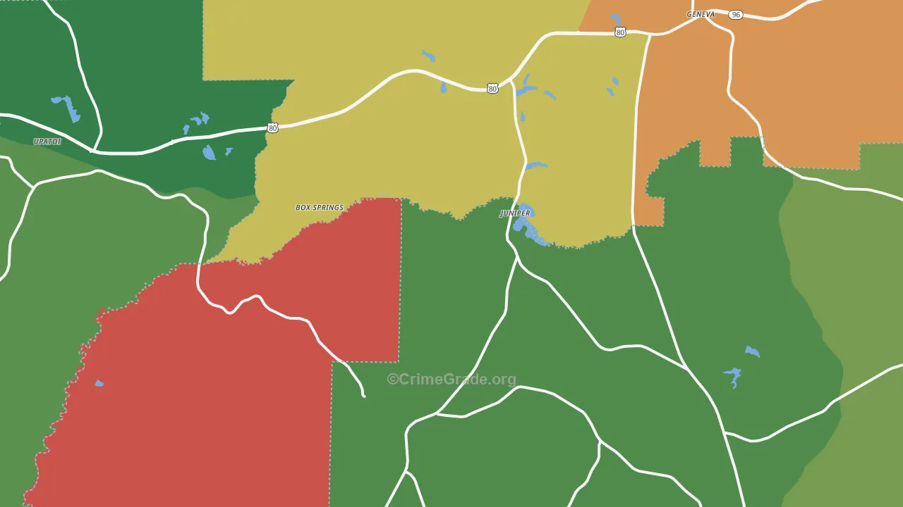 Box Springs, GA Map of Vandalism Rates