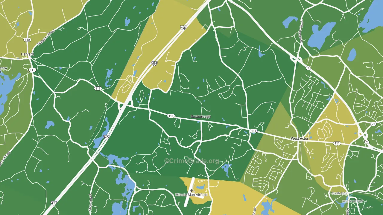 Boxborough, MA Map of Vandalism Rates