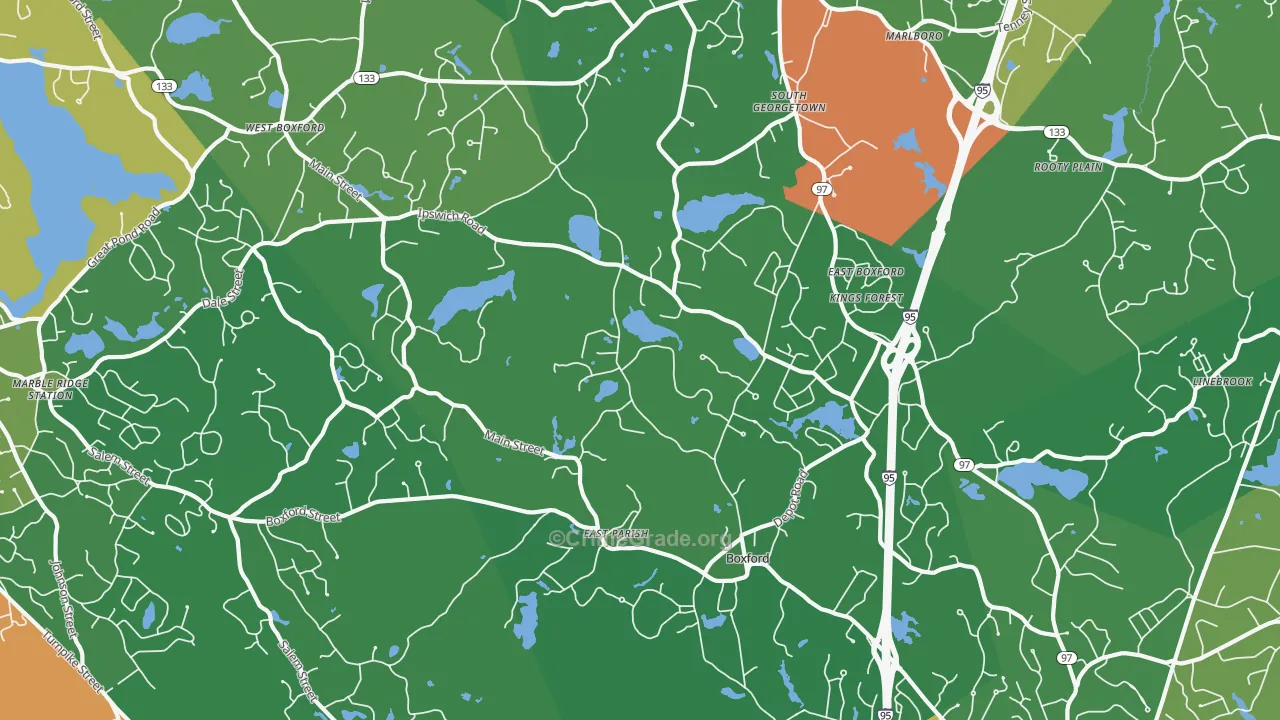 Boxford, MA Map of Vandalism Rates