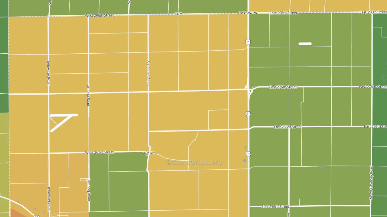 Boxley, IN Map of Vandalism Rates