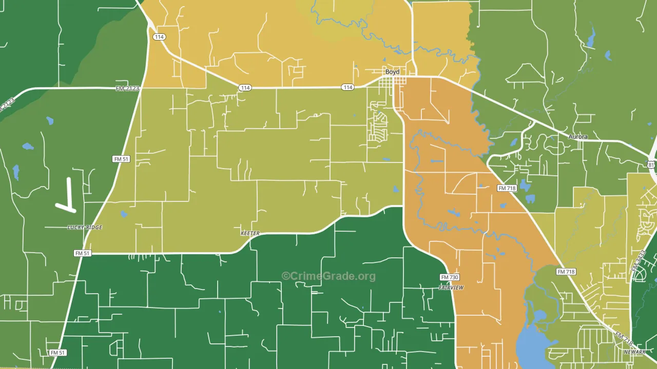 Boyd, TX Map of Vandalism Rates