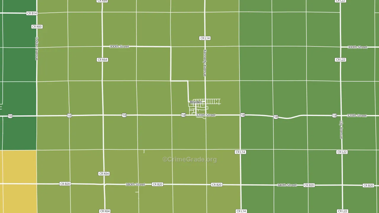 Boyden, IA Map of Vandalism Rates