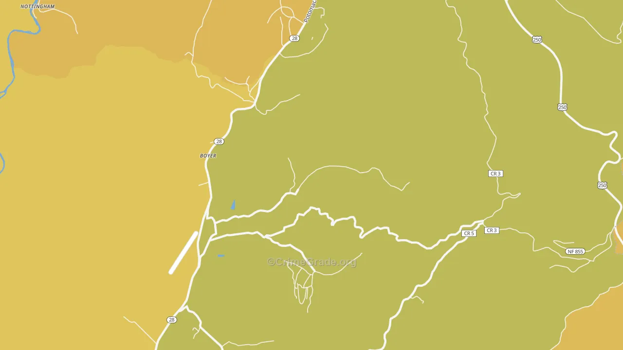 Boyer, WV Map of Vandalism Rates
